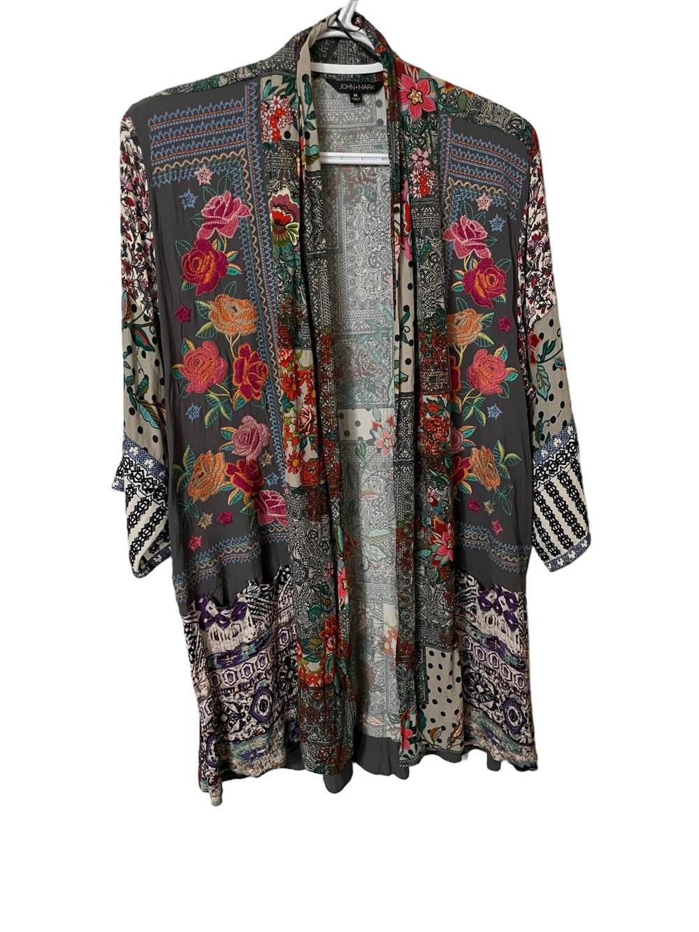 John Mark Embroidered Patchwork Boho Kimono Size Medium